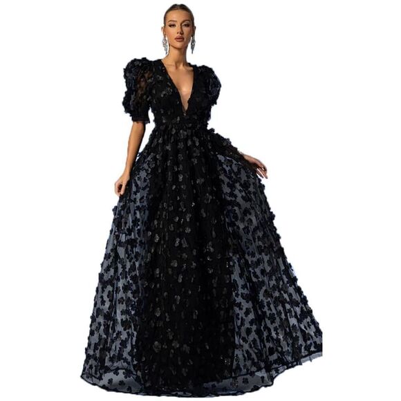 Giffniseti Floral Tulle Prom Dresses Formal Evening Party Gowns size S NWT - Picture 1 of 7